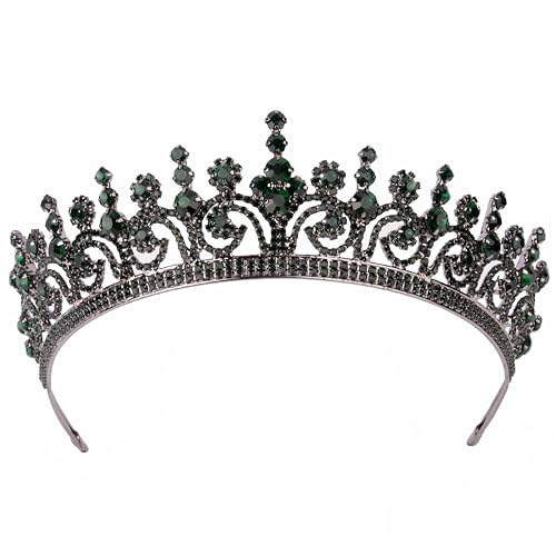 LIMELIA Women's Tiara for Henna Wedding Party|Glitter Hair Accessories for Bridal Birthday Pageant Prom Halloween Cos-play Christmas Party|Queen-Green