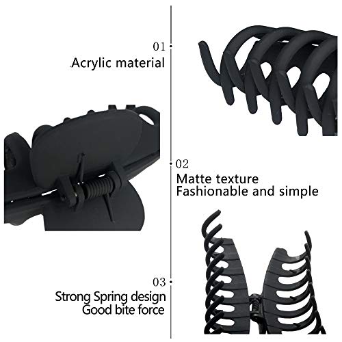 OWIIZI Large Hair Claw Clips for Women 4.3" Matte Leopard Jumbo Hair Clips Non-Slip Ponytail Barrette Strong Hold Claw Clips for Girls Long Thick Hair (4Packs)