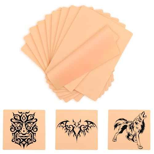 Blank Tattoo Skin Practice,Honsnks 10pcs 8x6 Inch Double Sided Fake Skin, Tattoo and Eyebrow Pattern Practice Skin,for New Tattoo Artists and Professionals