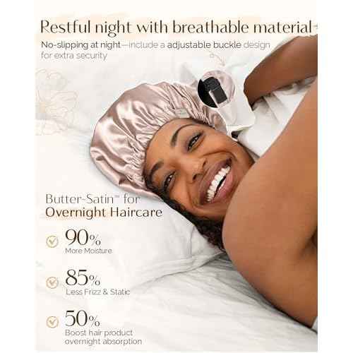 YANIBEST Silk Bonnet Satin Bonnet for Sleeping Women Men, Adjustable Double Layer Hair Bonnet for Curly Braids Reduce Frizz