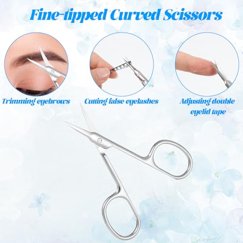 2 Pcs Cuticle Scissors, Stainless Steel Cuticle Scissors Extra Fine Curved Nail Scissor for Women & Men, Micro Serrated Manicure Scissor for Eyelash, Mustache, Eyebrow, Nose Hair, Toenail