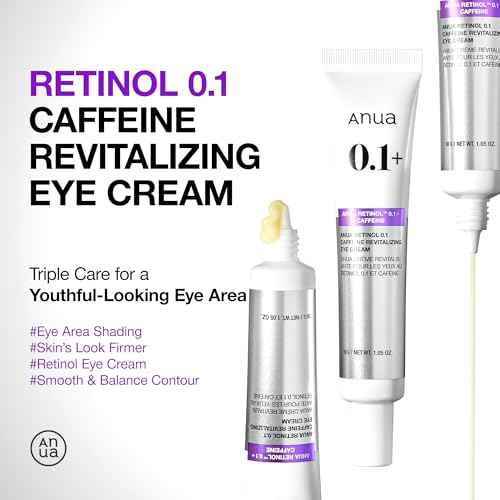 ANUA Retinol 0.1 Caffeine Revitalizing Eye Cream, Under Eye Cream For Hydration, Glow Up Eye Contour, Niacinamide, Retinol For Face, Night Cream For Eye Care, Korean Skin Care (30g/1.05oz)