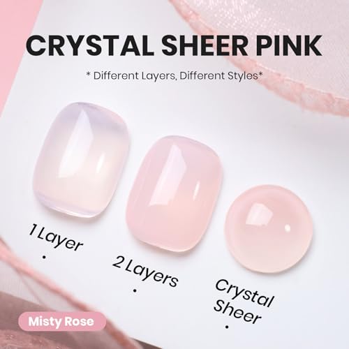 Beetles Nude Pink Gel Nail Polish - Misty Rose Jelly Gel Polish, Hema Free Natural Nude Pink Nail Polish Nail Concealer Sheer Translucent Effect Soak Off UV Nail Art Manicure Gift for Women 15ML