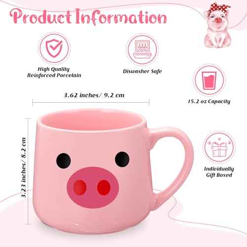 3 Pcs Cow Pig Lovers Gifts for Women Funny Travel Makeup Bag Portable Cosmetic Bag Cute Coffee Mug 11.8 oz Stainless Steel Keychain for Women Graduation Animal Lovers Gifts(Pig Style)