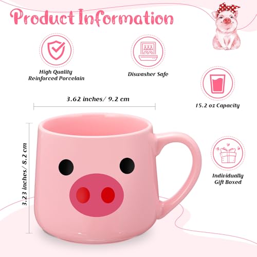 3 Pcs Cow Pig Lovers Gifts for Women Funny Travel Makeup Bag Portable Cosmetic Bag Cute Coffee Mug 11.8 oz Stainless Steel Keychain for Women Graduation Animal Lovers Gifts(Pig Style)