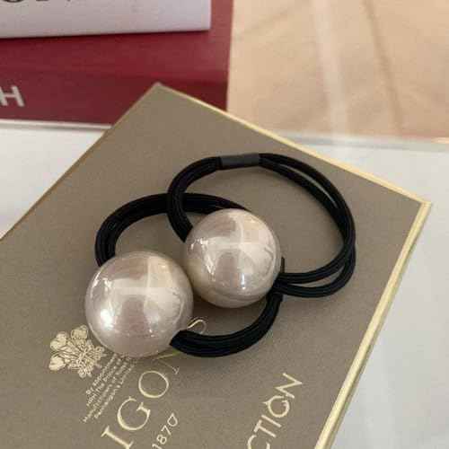 8PCS Pearl Hair Scrunchies for Women, Pearl Hair Ties, French Band Large Rope Pearl Ponytail Holders Hair Band Tie Single Pearl Elastic Hair Rope Decorative Hair Accessories for Women and Girls