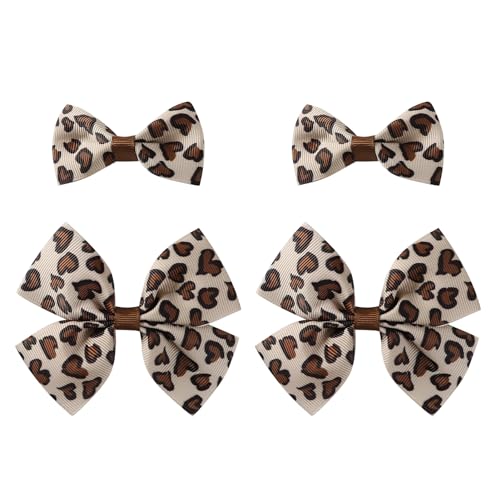 4Pcs Leopard Hair Bow Clips Girls Women Cheetah Print Hair Accessories