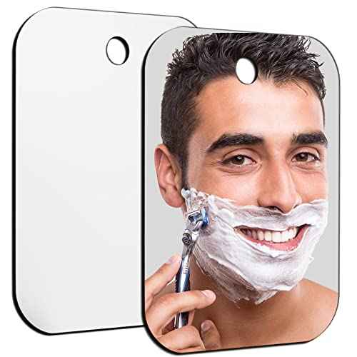 Shower Mirror Fogless for Shaving, 6 x 4 inches Small Mirror for Wall Camping, Frameless Portable Hanging Travel Mirrors, Unbreakable Handheld Locker, Makeup Plastic, Anti Fog Shave Mirrors, Bathroom