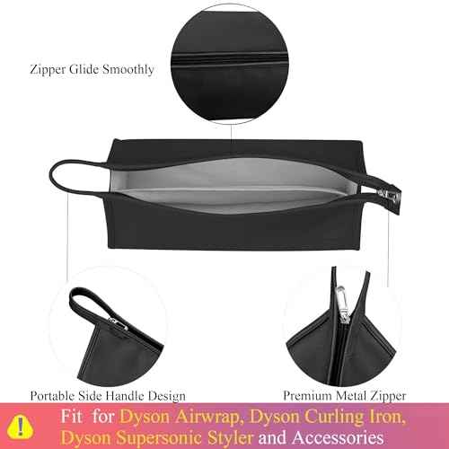 Pu Leather Travel Case Compatible with Dyson Airwrap Styler/Shark Flexstyle, Portable Carrying Case for Dyson Supersonic Hair Dryer, Shockproof Protection Organizer Bag Travel Storage Bag, Black