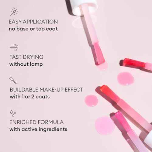 Manucurist Active Glow Raspberry Nail Polish & Care - Ultra-Glowy 2 in 1 Nail Concealer & Care - Plant-Based Ingredients: Sweet Almond Oil, Raspberry for Nourished Nail Rosy Mirror-Like Shine