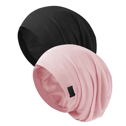Silk Bonnet for Sleeping Women, Adjustable Silky Satin Lined Sleep Cap, Silk Hair Wrap Slouch Beanie Hat