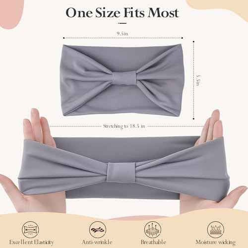 Headbands for Women, Wide Elastic Head Bands, Non-Slip Thick Hair Bands, Sports Stretchy Sweat Bands, Large Knotted Soft Headband for Washing Face, Makeup, Workout, Spa, Running, Fashion, 6-Pack