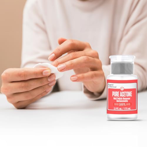 Pure Acetone 100 Percent Nail Polish Remover and Gel Nail Polish Remover With built-in Pump (175ml / 6 fl. oz) 100% Acetone