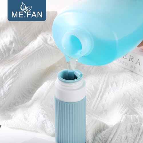 ME.FAN Travel Bottles for Toiletries, TSA Approved 3oz Silicone Journey Size Containers, Portable Split Bottle for Conditioner, Shampoo, Lotion- 4 Pack Pink