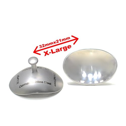 Medfort-Instruments Corneal Eye Shield Protector, Stainless Steel with Holding Point, 32mm X 21mm (X-Large), Set of 2