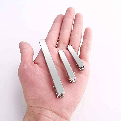 70 Pcs Alligator Hair Clips, 3 Sizes Oversized Metal Silver Hair Bow Clips Single Prong Hairdressing Salon Hair Grip DIY Accessories Hairpins for Women Bows Making Crafts (3.9-2.2-1.8 inch)