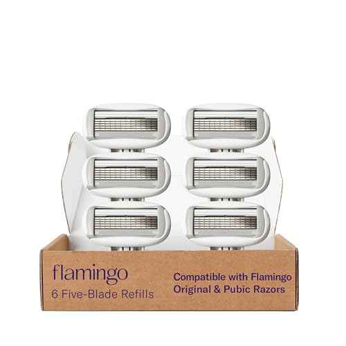 Flamingo Women's Original Razor Blade Refill Cartridges for Women - 6 Count - 5-Blade Shaving Razors for Women