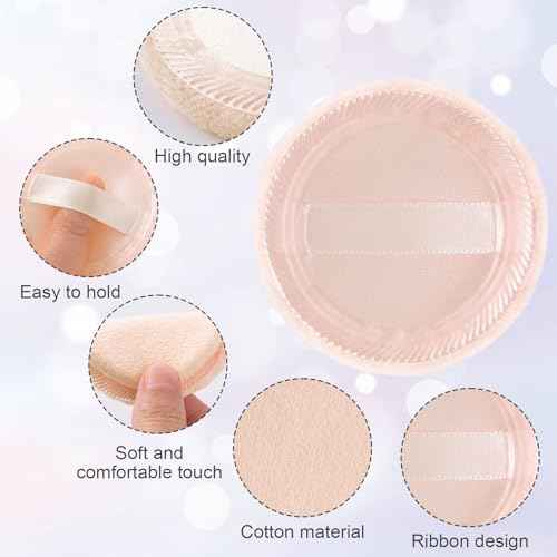 25 Pack 60mm Round Powder Puffs for Foundation Makeup Applicators, Soft Cotton Skin-Friendly Face Powder Sponge Velour Velet Puffs Pads for Cream Cosmetics