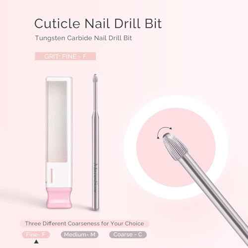 MelodySusie Cuticle Clean Nail Drill Bit 3/32'', Professional Safety Carbide Under Nail Cleaner Nail Bit for Cuticle Dead Skin Nail Prepare, Two Way Rotate, Manicure Nail Salon Supply(Silver, Fine)