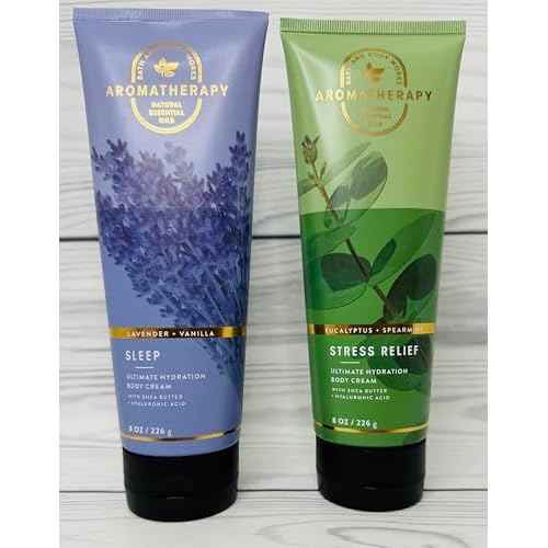 Bath & Body Works Aromatherapy Eucalyptus Spearmint and Lavender Vanilla Ultimate Hydration Body Cream 8 Ounces Pack of 2