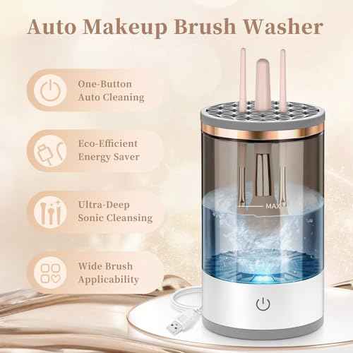 GKZ Electric Brush Cleaner Machine, High Speed Fast Cleaning Plug-in Power Brush Cleaner Ideal for Makeup Brushes & Sponges ? Perfect for Home & Professional Use - Purple