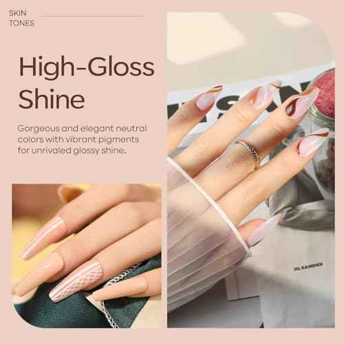 modelones Gel Nail Polish Kit -6 Colors Nude Pink Gel Polish Set Skin Tones Neutral Brown Soak Off Gel Nail Kit Manicure DIY Nail Art Salon Home Gift