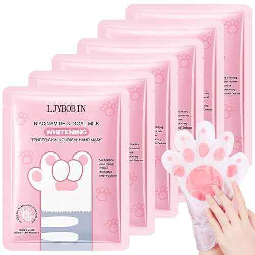 6PCS Hydrating Hand Mask Gifts Set,Intensive Cute Hand Masks for Dry Cracked Hands,Gentle Long Lasting Hand Masks Moisturizing Gloves for Soft and Smooth Touch Hands