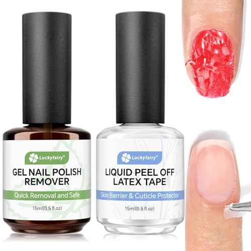 Gel Nail Polish Remover: 15ml Nail Polish Remover with Liquid Latex for Nails Peel off, Fast & Easy Remove Gel Polish in 2-5 Minutes, No Soaking or Wrapping, Cuticle Protectors