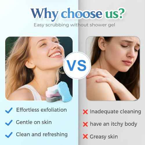 Magic Exfoliating Bath Sponge, Magic Exfoliating Body Scrubber Skin Friendly & Reusable for Adults Women and Men (Blue+Pink)