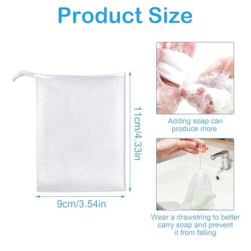 40pcs Mesh Soap Bags for Soap Bars, Exfoliating Bubble Mesh Net Bars with Drawstring for Shower Face Cleansing