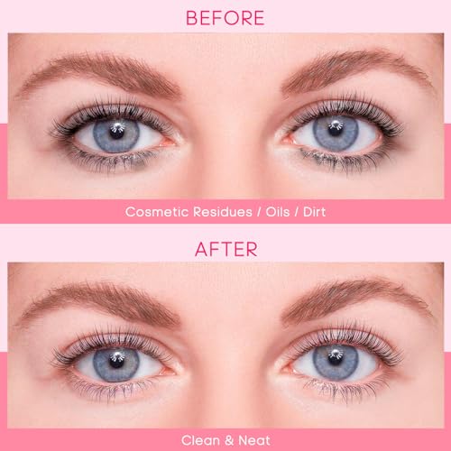 Buqikma Lash Cleaning Kit - Lash Shampoo Kit Eyelash Extension Cleanser for Extensions 60ML with Rechargeable Handheld Lash Fan Dryer Mascara Brush Rinse Bottle Makeup Cleansing Foam for Lash Care