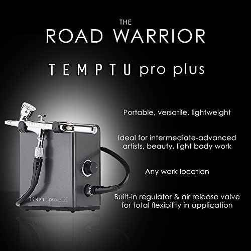 TEMPTU Pro Plus Deluxe Complete Airbrush Kit: Airbrush Makeup Set for Pros Includes Blushes, Highlighters, S/B Foundation, Contour & Bronzer Colors, and Concealer, Travel-Friendly
