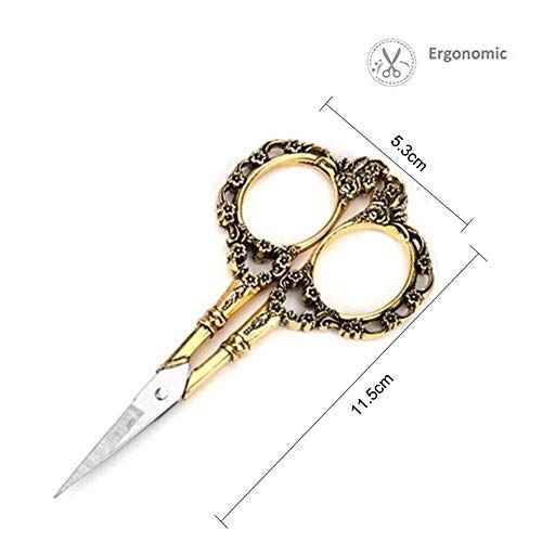 Professional Manicure Scissors, EBANKU Vintage Stainless Steel Cuticle Precision Beauty Grooming for Nail, Facial Hair, Eyebrow, Eyelash, Nose Hair (Gold)