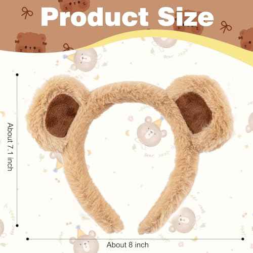 2 Pcs Bear Ears Headband Halloween Christmas Birthday Theme Party Cosplay Headwear Cute Face Wash Headband Animal Head Wear Hairband Hair Accessories