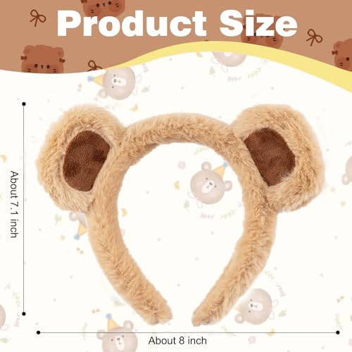 2 Pcs Bear Ears Headband Halloween Christmas Birthday Theme Party Cosplay Headwear Cute Face Wash Headband Animal Head Wear Hairband Hair Accessories