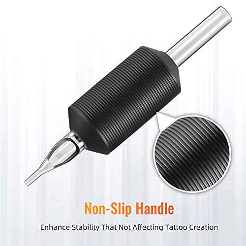 5RT Clear Tube Grips 25PCS, 1 Inch Disposable Tube Grip with Black Silicone Grips and Clear Long Tips, 5 Round Tubes for 3RL 4RL 5RL 3RS 4RS 5RS