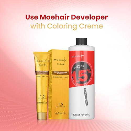 MOEHAIR Hair Color Developer 1.5% Hydrogen Peroxide | 5 Volume Creme Developer for Coloring and Bleaching | Paraben-free | Professional-Grade Hair Creme Developer | Peach Fragrance ? 32 Fl. Oz