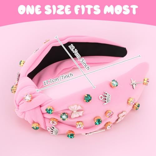 YARIEW Witch Headbands for Women Knotted Headband with Crown Magic Wand Witch Theme Birthday Party