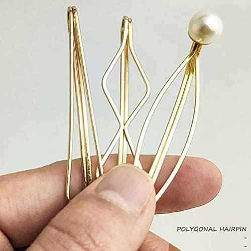 16 Pieces Geometric Metal Hair Pins, Pearls Hair Clips Elegant Hair Barrettes Bridal Gold Metal Bobby Pins Dainty Embellished Bobby Pins for Woman and Girls