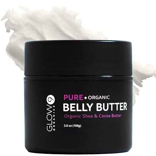 Glow Organics Belly Butter for Pregnancy, 100% Organic Stretch Mark Cream, Maternity Skincare for Itchy Skin & Scars, Safe Daily Ritual for Moms, 3.8oz