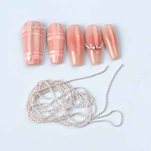 1mm Silver Gold 3D Rhinestone Metal Chain Nail Charms Nail Chains Jewelry Metal Stereo Style Accessories Steel Silver Gold Nail Art Chain for DIY Nail Ornaments Nail Art Studs for Manicure