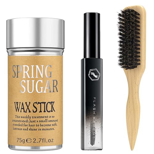 Hair Wax Stick Set for Flyaways Slick Back ? Includes Wax Stick for Hair, Slick Back Hair Brush, Hair Finishing Stick ? Hair Styling Products for Women, Taming Frizz & Creating Sleek Styles