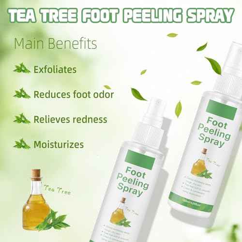 Foot Peeling Spray, Tea Tree Foot Exfoliator Spray, Vegan Botanicals, Moisturizing & Smooth Feet Skin, Gently Exfoliates Away Rough, Dry Skin, 4.06fl.oz/120ml