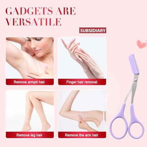 Eyebrow Trimmer Scissor, 2025 New Precision Eyebrow Grooming Kit, Portable Eyebrow Razor for Home Use, Removal Eyebrow Scissor Shaping Tool for Women (Pink)
