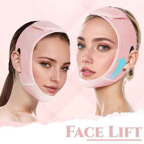 V Line Lifting Mask Chin Strap for Sleeping, V Line Lifting Mask for Women,Jaw Exerciser£¬Medium,LightPink