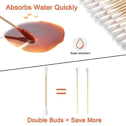 Bamboo Cotton Swabs 1000 Count - Garrelett Natural Organic Cotton Buds For Ear - Ear Sticks with A Storage Box Included - Strong 100% Purely Natural Stick for Makeup, Daily Cleaning, Pet