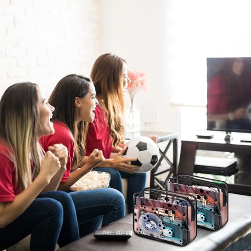 Kacctyen 20 Pcs Soccer Clear Makeup Gift Bags Bulk for Team Girls Soccer Party Accessories Goodie Bags for Football Lovers Clear Cosmetic Bag PVC Waterproof Christmas Gift for Women