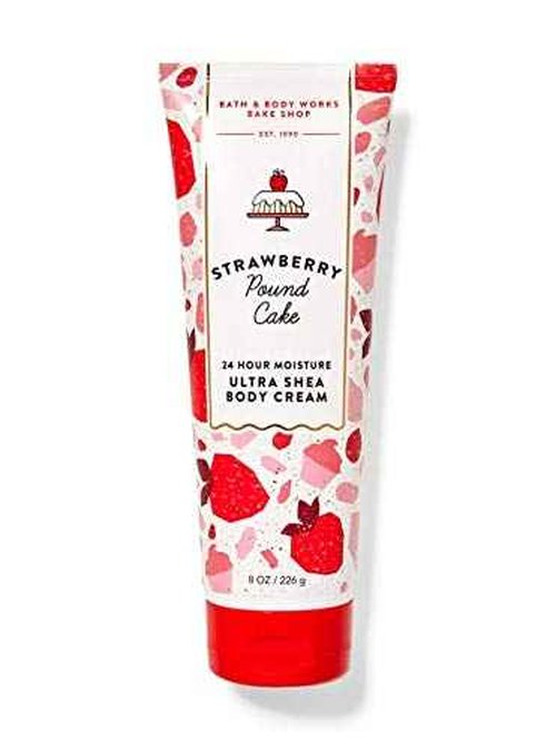 Bath & Body Works Skin Care Bundle Strawberry Pound Cake Wash Mist Cream Shower Gel and Lotion Full Size