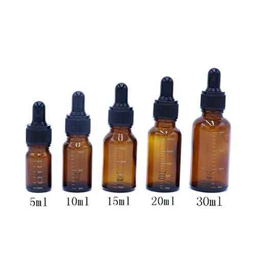 3 Pcs 10ml 0.34oz Empty Refillable Amber Glass Graduated Dropper Bottle Essential Oil Cosmetics Elite Fluid Container Jar Pot Holder with Glass Pipette Dropper