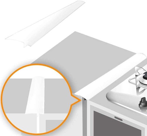 Linda’s Essentials Silicone Stove Gap Covers (2 Pack), Heat Resistant Oven Gap Filler Seals Spaces Between Stovetop and Counter, Easy to Clean Stove Side Guard (21 Inches, White)